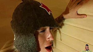 Passionate fuck with young bath attendant at work, cum in mouth