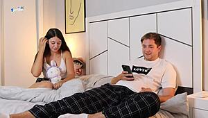 stepbrother banged virgin stepsister, cum inside her tight, uhh, soo tight pusy