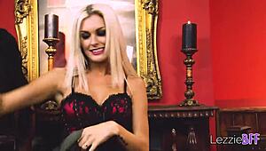 i'm one of the crazy hot blondes with big tits, lesbian fucking with toys and pussy licking in group