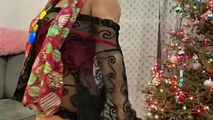 mature latina anna maria in christmas special red lingerie