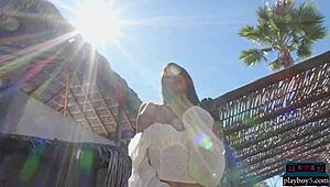 hannah le, petite asian teen 18+, gets naked on relaxing ranch for playboy