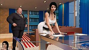 Anna in exciting affection scene, submissive secretary follows boss orders with fat man action 😈