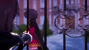 I'm in konosuba, riding and deepthroating in this hot group scene