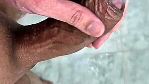 Brazilian twink enjoys solo homemade shower orgasm