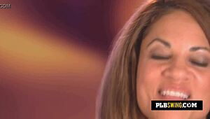 hot brunette babe shares intimate moments in group amateur softcore scene