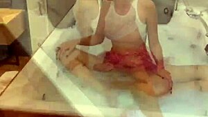 wet clothed sex in jacuzzi with hot tall brunette teen 18+