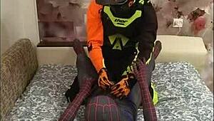 Spiderman Meets Biker in Spandex