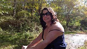 Stepmom's Tight Jean Shorts Barely Fit Her Fat Ass While Spreading Wide