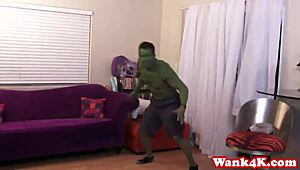 yo, superhero cosplay babe gets facialized in wild fourway!