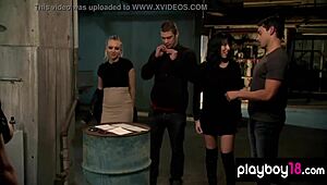 rough foursome fuck with busty babes