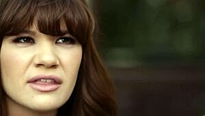 Pornstar performs missionary blowjob on teen brunette