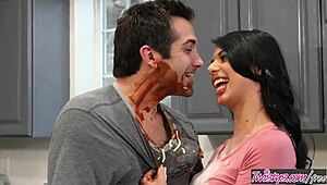 Hey, wanna watch this food fight turn into a fuck with Gina Valentina and Donnie Rock?