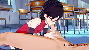 Bakugou Katsuki and Sarada Uzumaki Have Sex at School in Hentai Animation