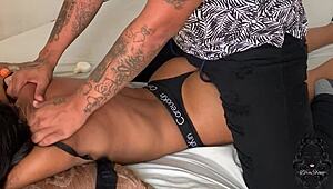 erotic teen massage turns sensual with ebony babe's natural tits and ass