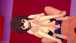 megumin drops the towel for a hot fuck in the love hotel hentai version