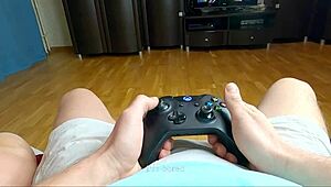 Naughty Step Sister Gives Sloppy Blowjob and Gets Oral Creampie During Xbox Play