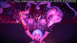 I'm in konosuba, riding and deepthroating in this hot group scene