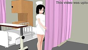 Japanese anime girl Mia plays perverted nurse with doctor