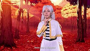 Hey, check this cosplay Frieren elf recruiting a warrior for wild sex sword action!