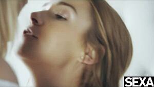 Beautiful blonde lesbians devour hot pussy in extreme close-up