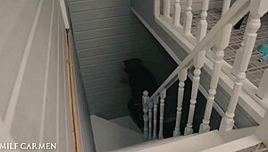 stepmom and stepdaughter fuck stepson with strap-on in homemade anal