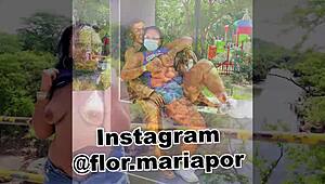 horny girl shows natural tits big ass and wet pussy in street