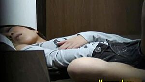 Asian Brunette Fingerbangs Her Hairy Pussy Outdoors