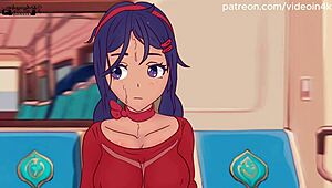 Mita Fucked in Subway Inside Hentai Cardboard Parody AI Upscaled