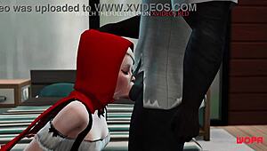 Little Red Riding Hood's naughty encounter with the wolf