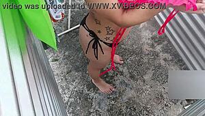 Stepmother in beach panties, not the sister, mother-in-law in lingerie