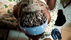 Ebony Queen Deepthroats BBC In Lingerie