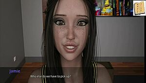 Damien drives everyone in the 3D game