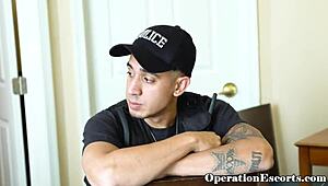 Dicksucking Prostitute Riding Cop's Cock in Wild Handcuffed Action