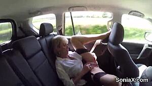 Cheating british milf lady sonia flashes her huge tits during mature fucking