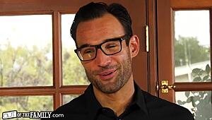 Cute ebony step-daughter rides step-dilf's monster cock