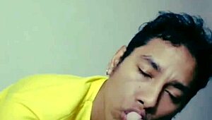 Feeling pleasure sucking hairy macho dick