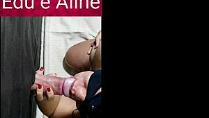 Aline Sucks and Swallows Cum at Glory Hole