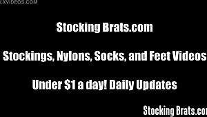 three amateur sluts sucking toes in stockings, so hot!