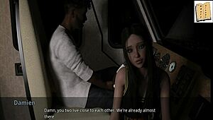 Damien drives everyone in the 3D game