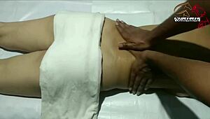 indian lady receives full body massage at home