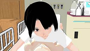 Japanese anime girl Mia plays perverted nurse with doctor