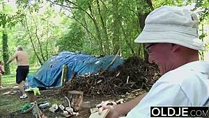 naughty teen's outdoor spanking by grandpa