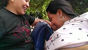 Colombian duo pleasures each other openly in public park