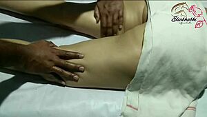 indian lady receives full body massage at home