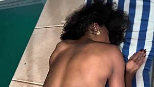 Interracial group enjoys rough sex in pool party