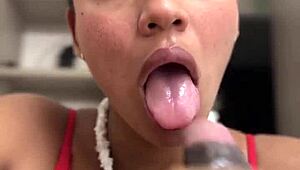 Amateur Couple's POV Blowjob on Huge Throbbing Cock