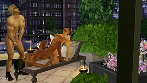 Hunky Sims 4: Summer Heat Threesome with Slut and Two Muscle Studs in Deepthroat Action!