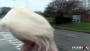 Mature blonde flashes panties and pisses in public spot. Outdoor hardcore with Pornxn star!
