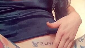 woman with huge lips teases and touches herself