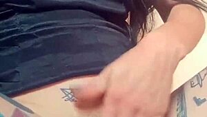 woman with huge lips teases and touches herself